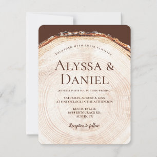 Invitation Bois écorce Mariage rustique Code QR
