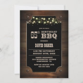 Invitation Bois élégant BBQ 65e anniversaire (Devant)