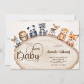 Invitation Bois en bois Bois Bébé Animaux Baby shower (Devant)
