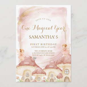 Invitation Bois Enchanté Champignon Premier Anniversaire