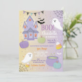 Invitation Bois Enfants Halloween Purple Fun Party Fun Fantôm (Debout devant)