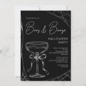 Invitation Bois et Booze Black Script Adult Halloween Party (Devant)
