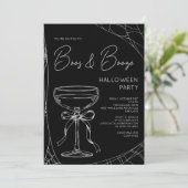 Invitation Bois et Booze Black Script Adult Halloween Party (Debout devant)
