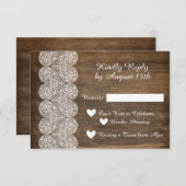 Invitation Bois et dentelle RSVP pour un mariage rustique (Devant / Derrière)