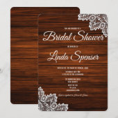 Invitation Bois et dentelle Rustique Douche nuptiale Invitati (Devant / Derrière)