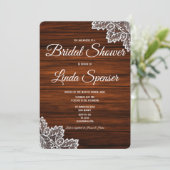 Invitation Bois et dentelle Rustique Douche nuptiale Invitati (Debout devant)