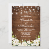 Invitation Bois et Roses blanches Verdure Aquarelle mariage (Devant)