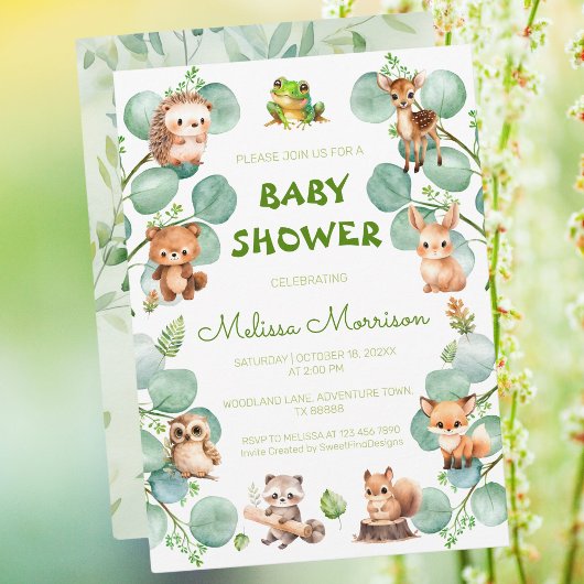 Invitation Bois Eucalyptus Baby Boy Douche