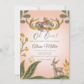 Invitation Bois Fantaisie Verdure Animaux de la Forêt Cerf  (Devant)