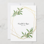 Invitation Bois Feuille d'Eucalyptus géométrique or (Devant)