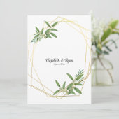 Invitation Bois Feuille d'Eucalyptus géométrique or (Debout devant)