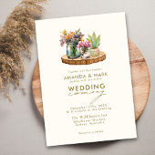 Invitation Bois fleur sauvage Mason Jars Boho Bohemian Mariag