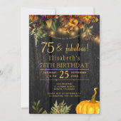 Invitation Bois floral à automne rustique 75 ans fabuleux (Devant)