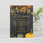 Invitation Bois floral à automne rustique 75 ans fabuleux (Debout devant)