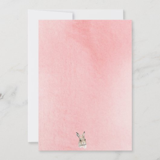 Invitation Bois Floral Bunny Aquarelle Script Baby (Dos)