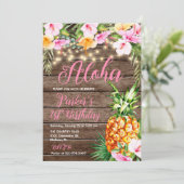 Invitation Bois floral rose pâle Aloha Anniversaire de l'anan (Debout devant)