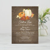 Invitation Bois floral rustique en Baby shower Citrouille (Debout devant)