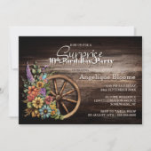 Invitation Bois Floral Western Surprise 40e anniversaire (Devant)