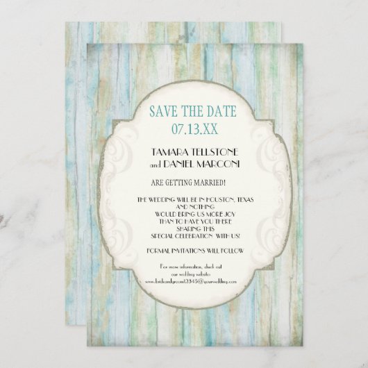 Invitation Bois flotté Océan Plage Rivage côtier Sauvegarder  (Devant / Derrière)