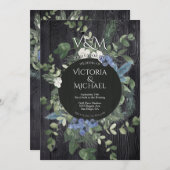 Invitation Bois foncé rustique Floral & Mariage de la forêt d (Devant / Derrière)