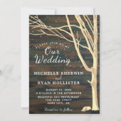 Invitation Bois foncé rustique Mariage hivernal d'automne (Devant)