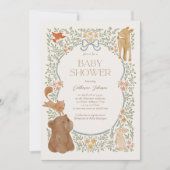 Invitation Bois Forêt Animaux Aquarelle Bois Baby shower (Devant)