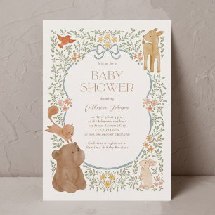 Invitation Bois Forêt Animaux Aquarelle Bois Baby shower