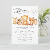 Invitation Bois forêt animaux automne bébé garçon douche (Debout devant)