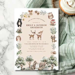 Invitation Bois Forêt Animaux Couples Baby shower de douche