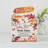 Invitation Bois Forêt Animaux Hérisson Baby shower fille (Debout devant)
