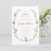 Invitation Bois forêt animaux verdure bébé garçon douche (Debout devant)