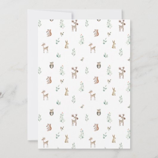 Invitation Bois forêt animaux verdure bébé garçon douche (Dos)