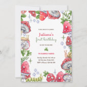 Invitation Bois Forêt Aquarelle Champignon Fête d'anniversair (Devant)