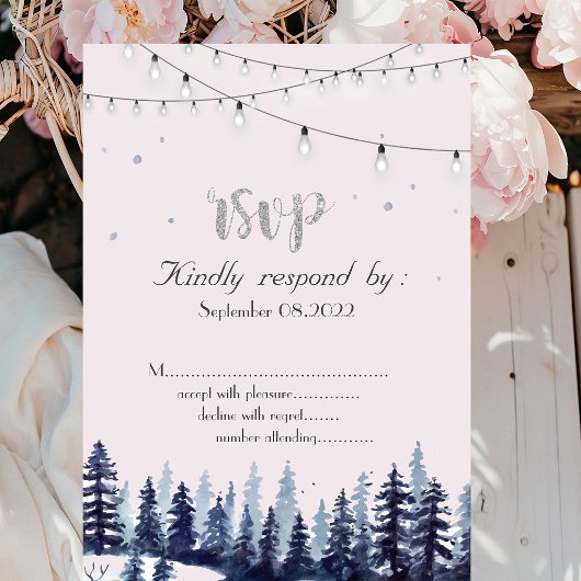 Invitation Bois,Forêt,Arbres résineux RSVP