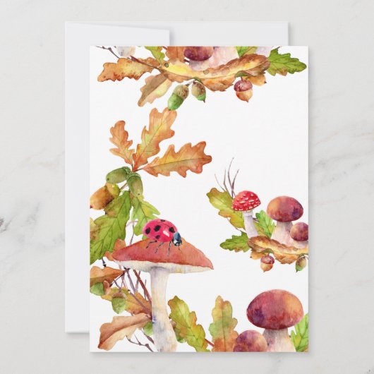 Invitation Bois, Forêt d'automne, Baby shower de champignons (Dos)