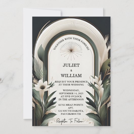 Invitation Bois Forêt Grange rustique Mariage Arc de ferme (Devant)