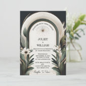 Invitation Bois Forêt Grange rustique Mariage Arc de ferme (Debout devant)