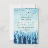 Invitation Bois, Forêt, Pins Arbres Réception de mariage bleu (Devant)