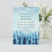 Invitation Bois, Forêt, Pins Arbres Réception de mariage bleu (Debout devant)