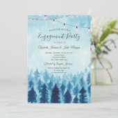 Invitation Bois, Forêt, Pins Fiançailles bleu (Debout devant)