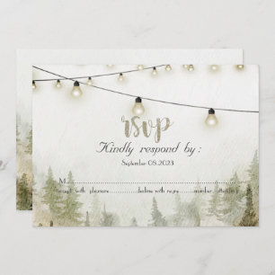 Invitation Bois, Forêt, Pins, Lumières RSVP