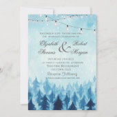 Invitation Bois, Forêt, Pins Mariage bleu (Devant)