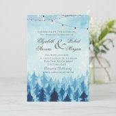 Invitation Bois, Forêt, Pins Mariage bleu (Debout devant)