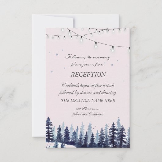 Invitation Bois, Forêt, Pins Réception de mariage (Devant)