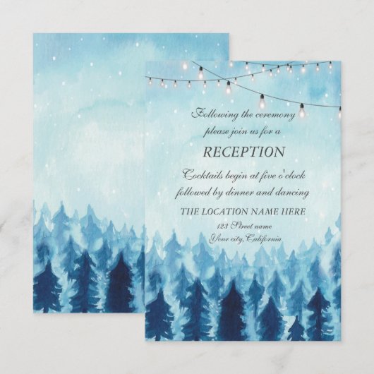 Invitation Bois,Forêt,Réception de mariage aux pins bleus (Devant / Derrière)