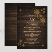 Invitation Bois géométrique Surprise 30e anniversaire Dîner f (Devant / Derrière)