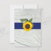 Invitation Bois gris Fleur de tournesol bleu Mariage rustique (Dos)