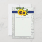 Invitation Bois gris Fleur de tournesol bleue Mariage rustiqu (Devant)