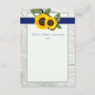 Invitation Bois gris Fleur de tournesol bleue Mariage rustiqu