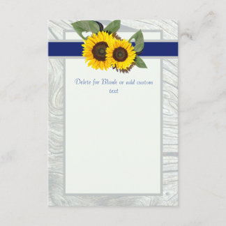 Invitation Bois gris Fleur de tournesol bleue Mariage rustiqu